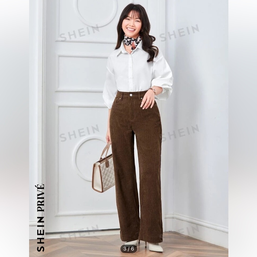 Brown corduroy wide leg pants